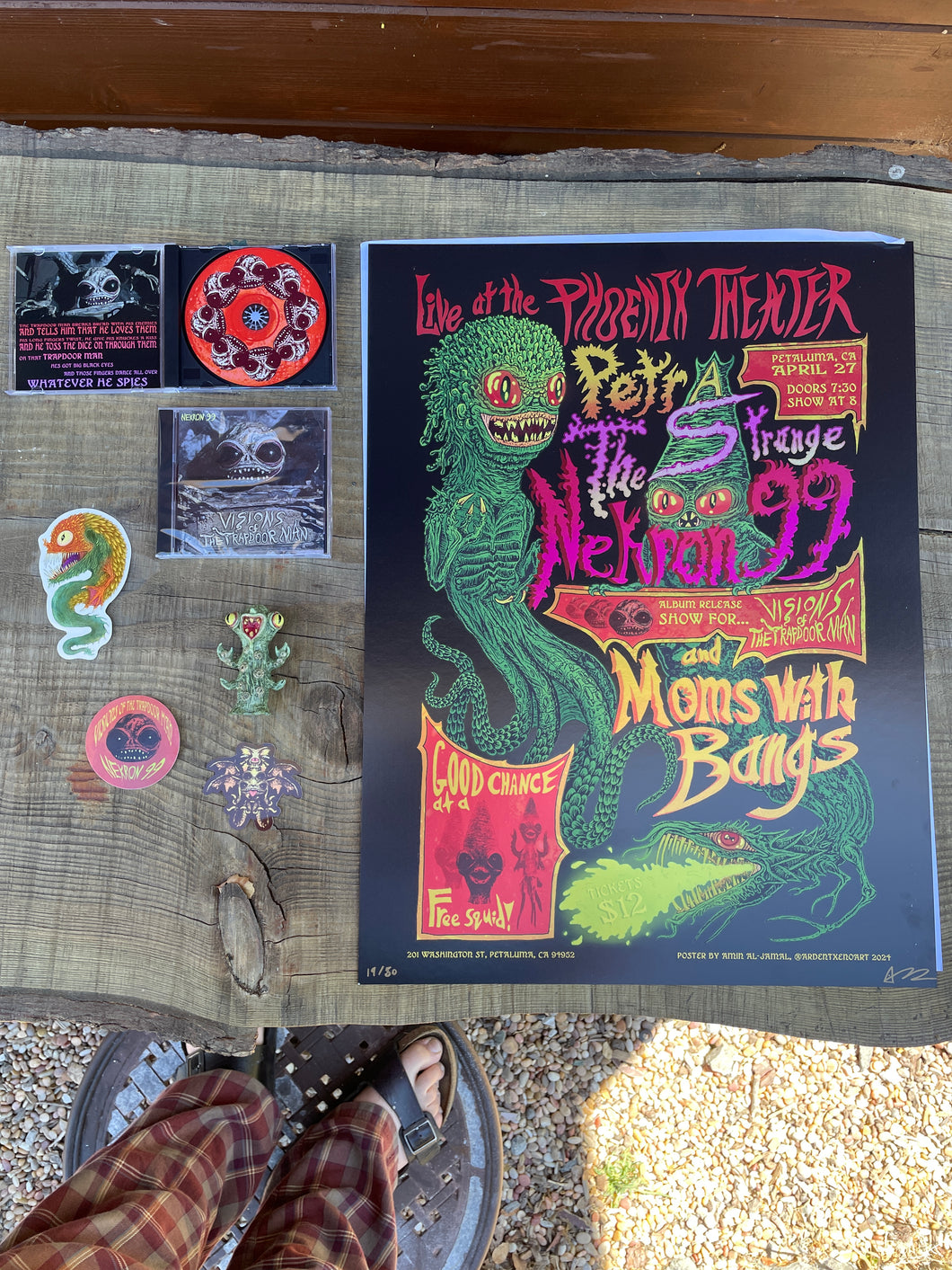 NEKRON 99 TRAPDOOR TREAT BUNDLE (Poster, Hand-painted Muckdweller figure, Visions of the Trapdoor Man CD, and 14 stickers!)